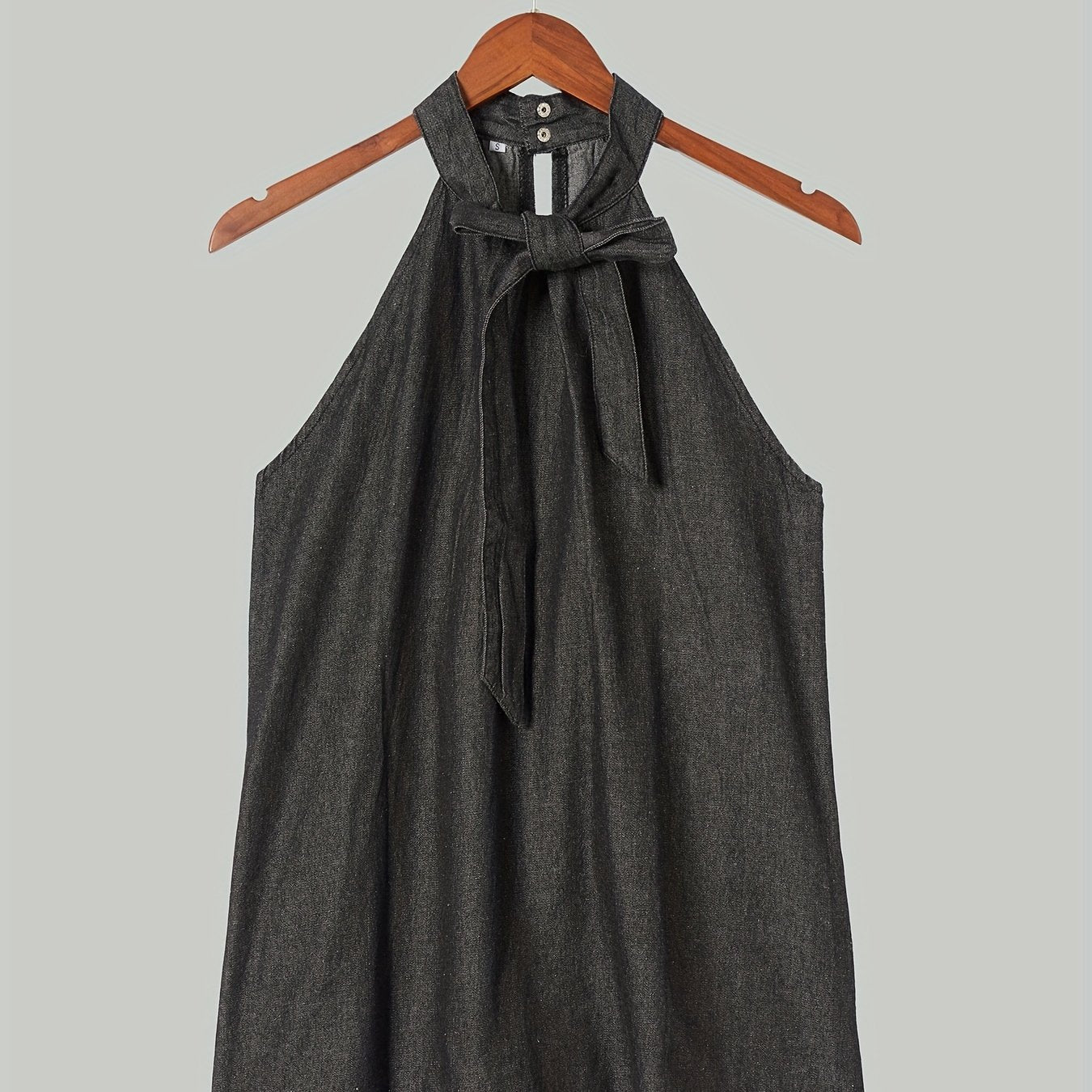 Tie Front Denim Top Cut Out Sleeveless Bow Tie Casual Denim Top
