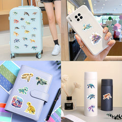 52pcs Marine Life Turtle Stickers Vinyl Reusable Decals Cartoon Designs