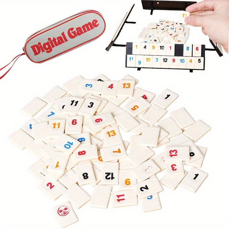 Rummy Tile Board Game with Racks in Travel Bag