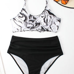 Boho Bikini Set Lace Bra & Ruched Panty Swim