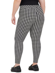 Houndstooth High Rise Wide Waist Band Stretch Leggings