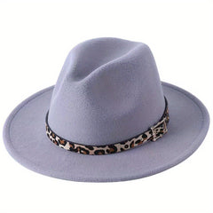 Leopard Pattern Jazz Felt Hat for Men and Women
