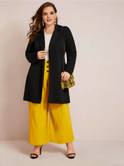 Lapel Collar Blazer Women's Plus Fall Coat