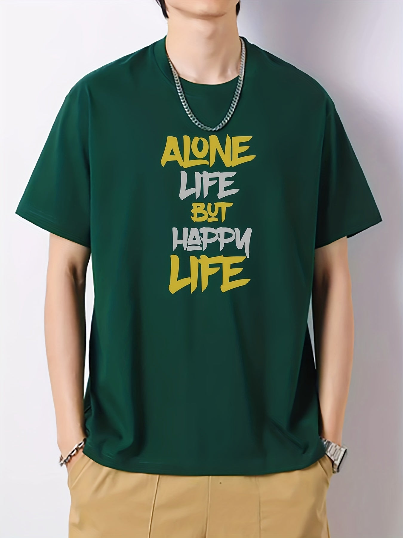 Men's Cotton Letter Print Active T-Shirt