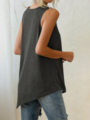 Asymmetrical Crew Neck Tank Top for Women