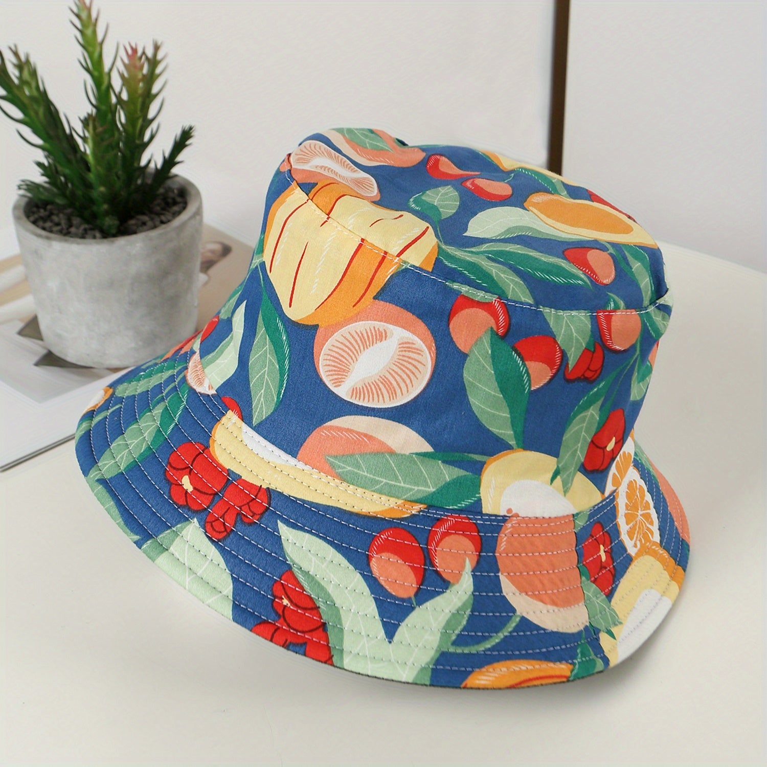 Cartoon Pattern Bucket Hat Reversible Printed Cotton Basin Hat