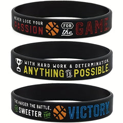 3pcs Victory Basketball Motivational Silicone Bracelets