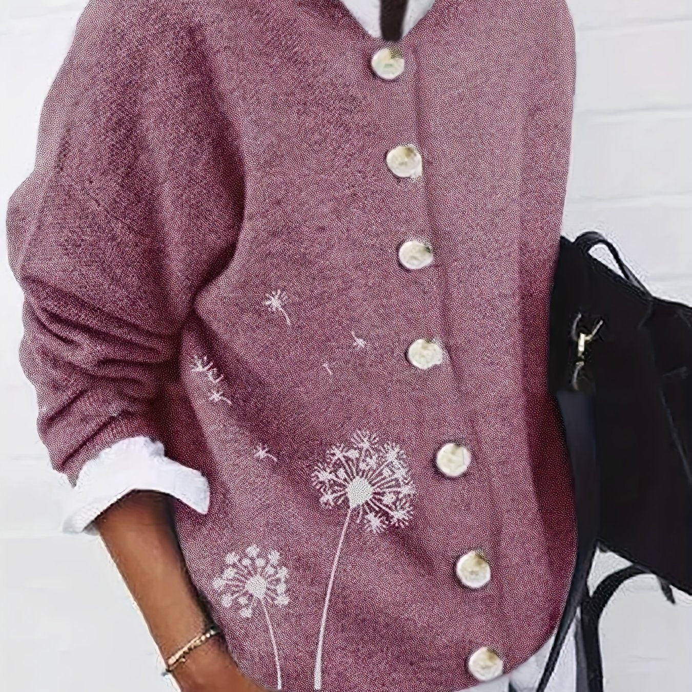 Women's Dandelion Print Long Sleeve Cardigan