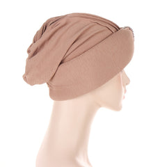 Colorful Women Head Scarf Turban Hat Rhinestone Beanie Pleated Headwrap