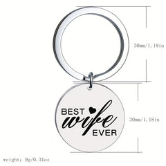 1pc Round Stainless Steel Key Chain Gift