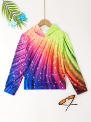 3D Rainbow Graphic Hooded Sweatshirt for Kids