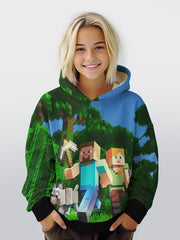 Casual Forest Graphic Hooded Sweatshirt for Girls and Boys