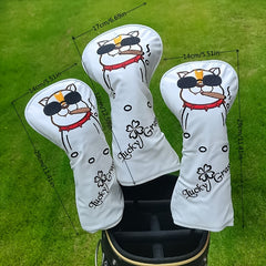 Cartoon Dog & Shamrock Golf Club Cover Fisherman Head Cover