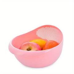 Rice Washing Drain Basket & Filter Set - Plastic Colander & Basin Kit