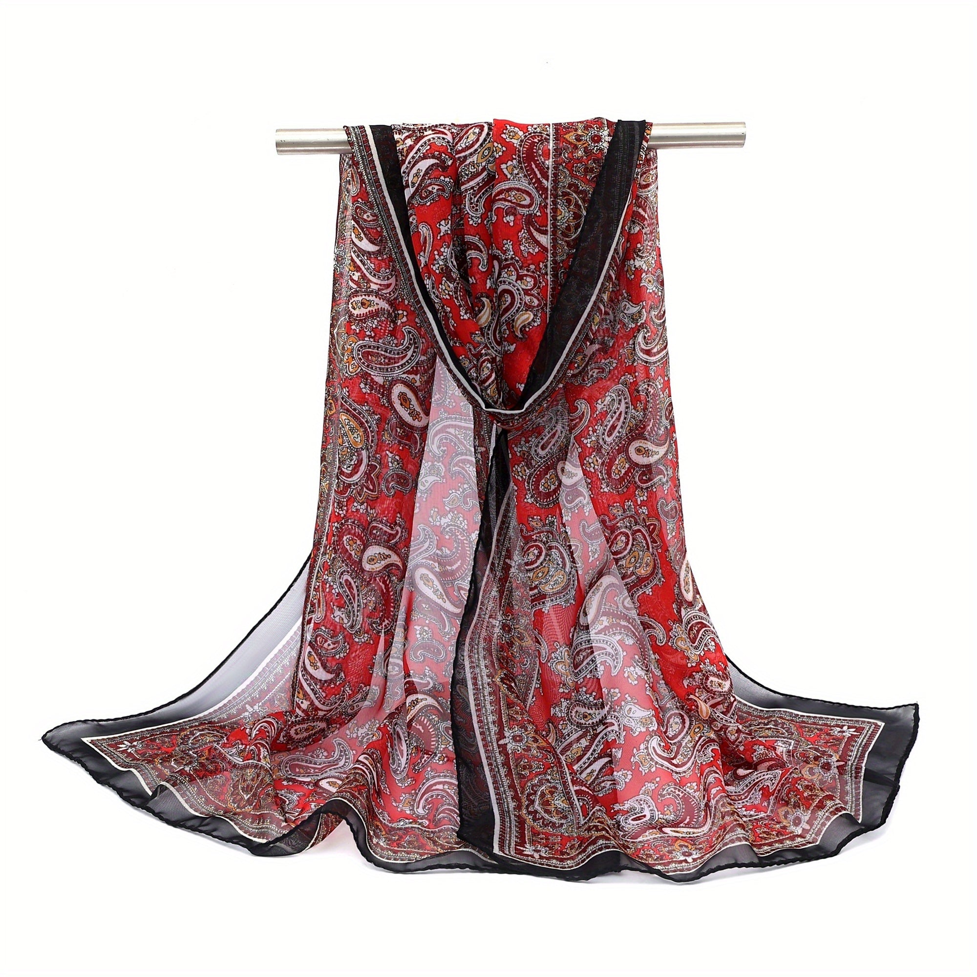 Boho Paisley Chiffon Scarf Long Shawl Breathable Travel Towel