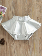 Baby Girl Pleated Skirt Girls PU Leather Skirt Toddler Tutu