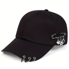 Star Iron Ring Baseball Cap Kpop Brooch Decor Casual Sun Hat Unisex