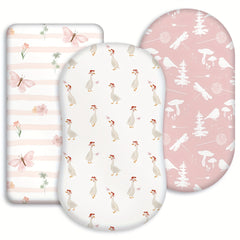 3 Pack Baby Crib Sheet Sets Ivory & Peach Animal Prints Microfiber Woven