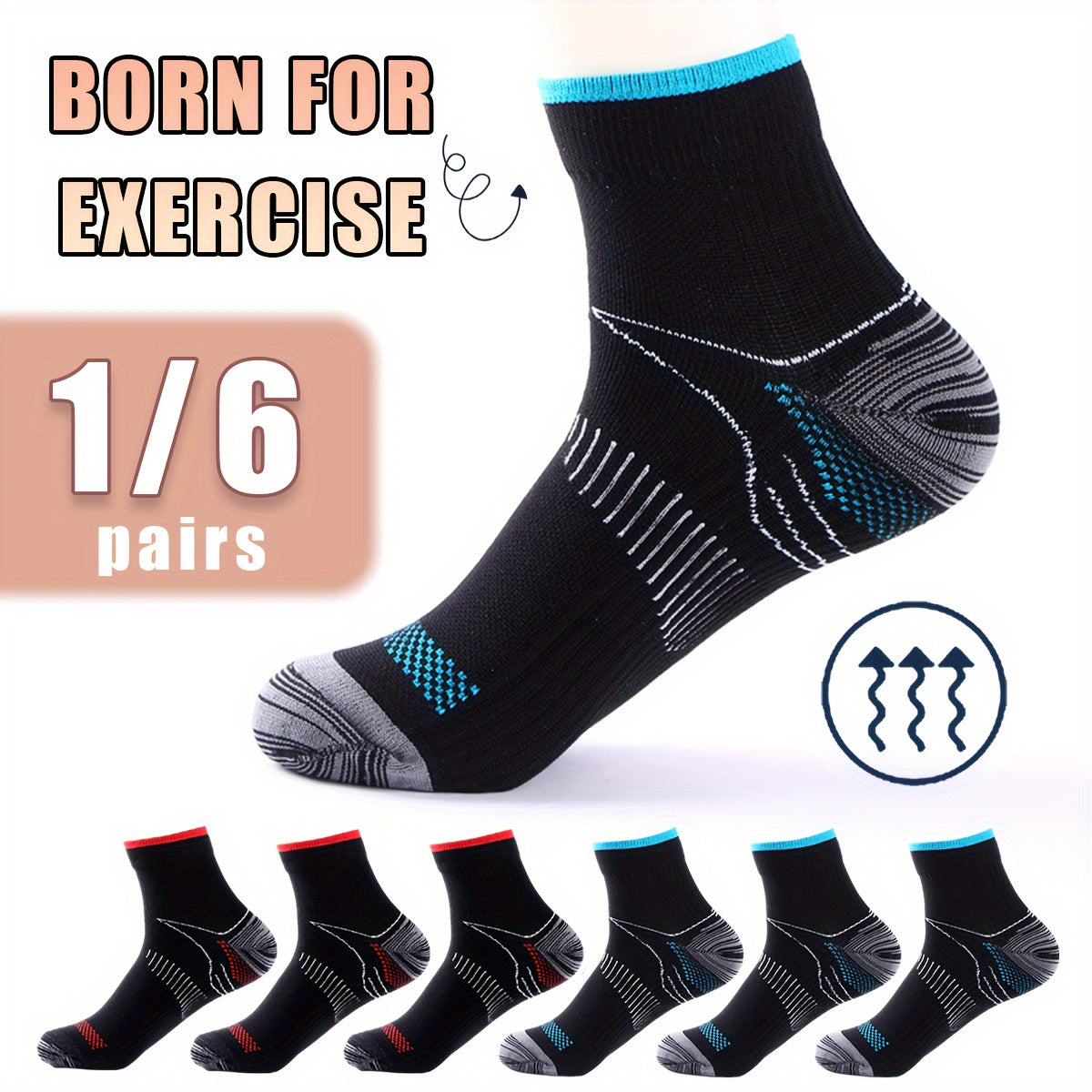 Men's Mid Crew Sport Socks - Moisture Wicking and Comfortable