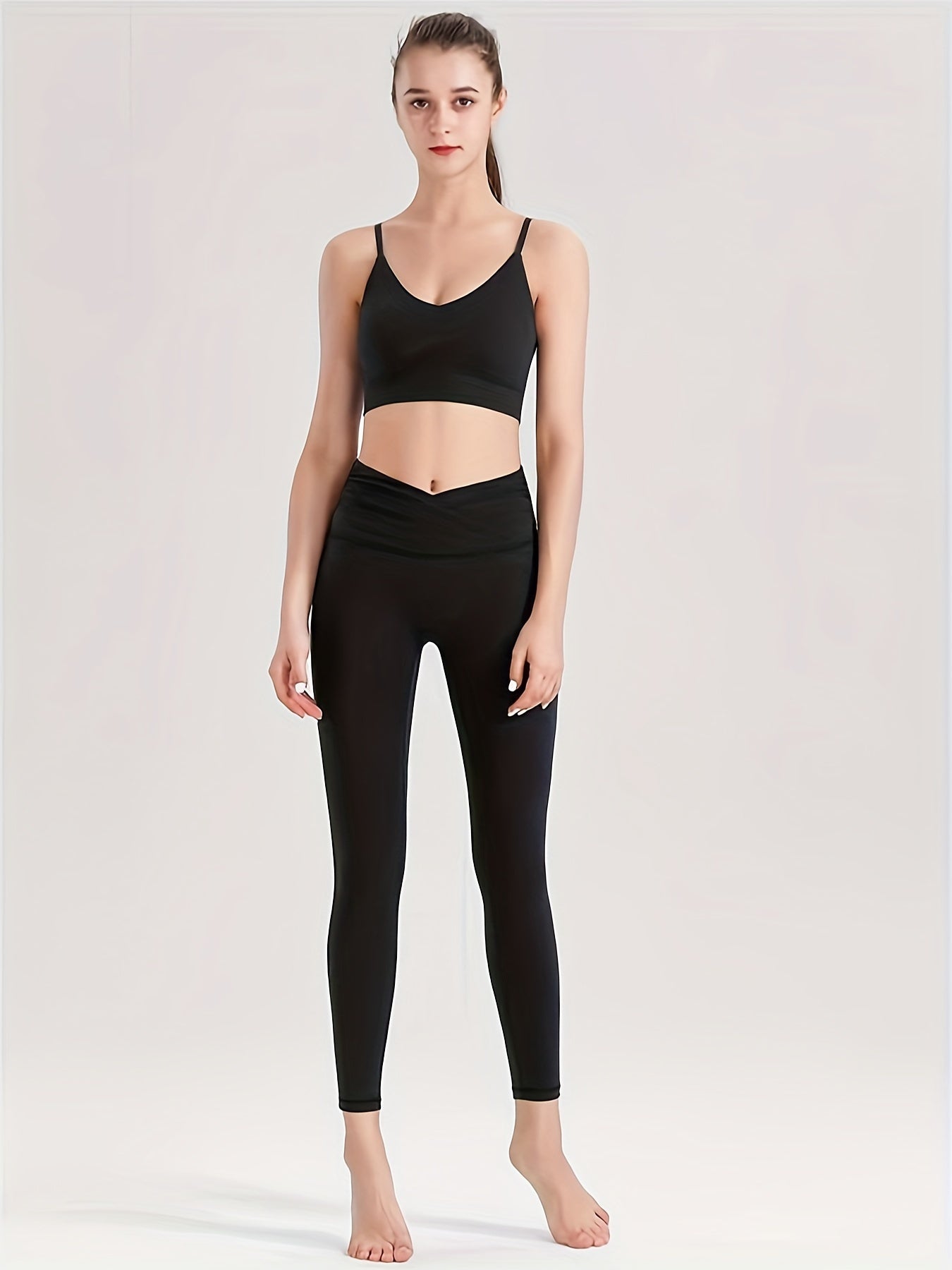 Cross Waist Yoga Leggings High Stretch Tight Pants