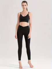 Cross Waist Yoga Leggings High Stretch Tight Pants