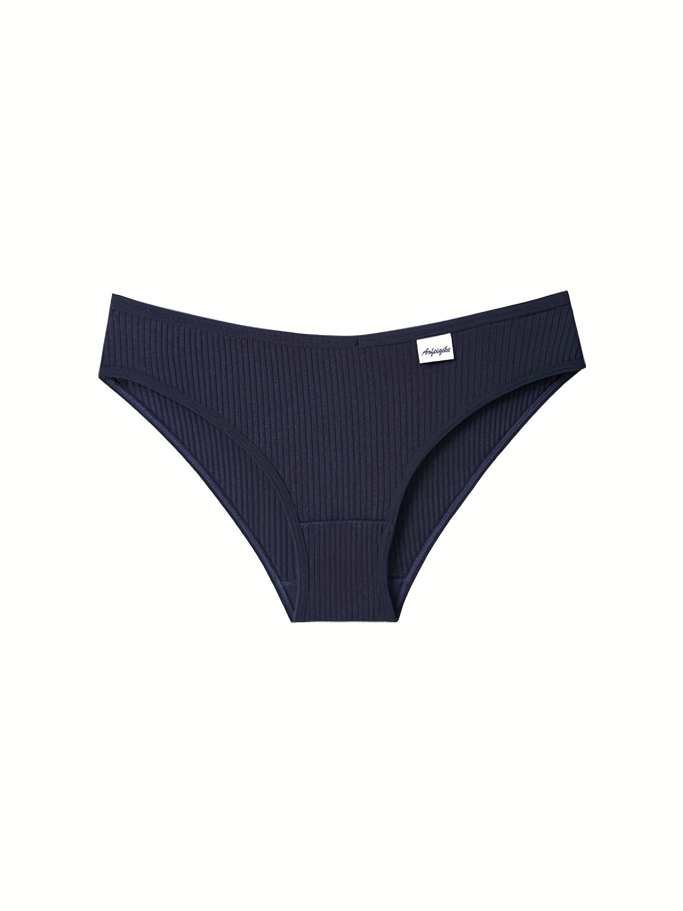 3 Pcs Solid Ribbed Briefs Seamless Stretch Panties Women's Lingerie