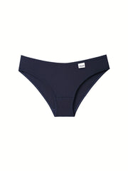 3 Pcs Solid Ribbed Briefs Seamless Stretch Panties Women's Lingerie