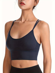 Sports Bra Women's Plus Solid Shockproof Crisscross Back Running Yoga