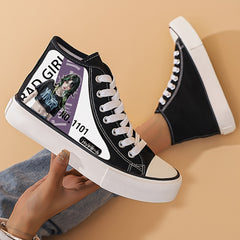 Anime Girl Pattern Canvas Sneakers Lightweight High Top Breathable Shoes