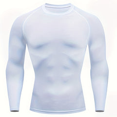 Men's Compression Long Sleeve T-Shirt High Stretch Crew Neck - Fitness Training