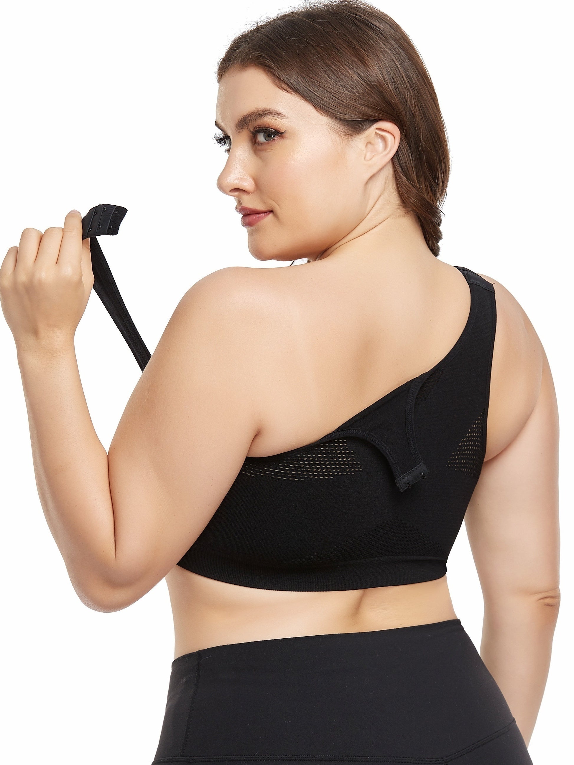 Mesh Front Buckle Sports Bra Racer Back Yoga Fitness Lingerie
