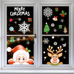 Christmas Elk Santa Claus Glass Door Static Stickers