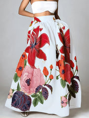 Women's Plus Floral Print Maxi A-line Dress