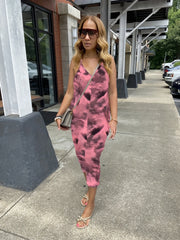 Tie Dye Spaghetti Jumpsuit Casual Sleeveless Summer Jumpsuit With Pocket