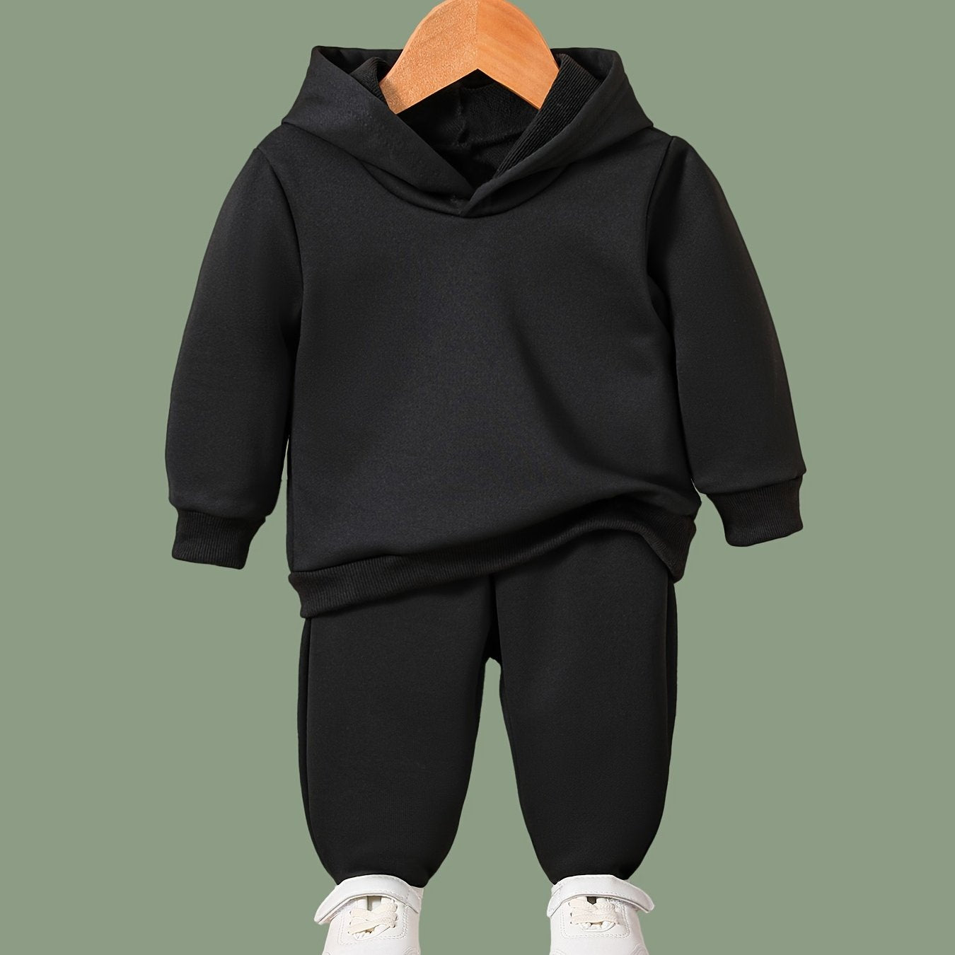 Girls 2pc Long Sleeve Hooded Sweatshirt Solid Sweatpants Set Kids Clothes