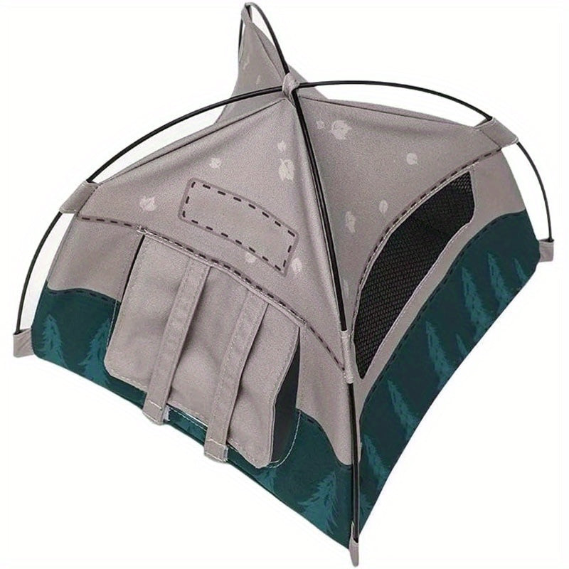1:12 Scale Gray Doll Tent Camping Scene Accessory with Ventilation & Storage