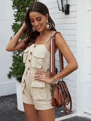 Y2K Pocket Drawstring Cargo Romper