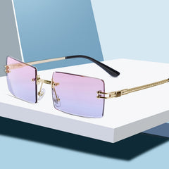 HBK Retro Vintage Tinted Rimless Sunglasses