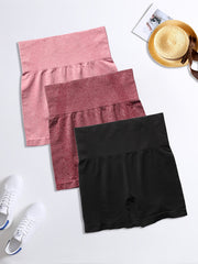 3pcs High Elastic Yoga Shorts Butt Lift Tight Sports Shorts
