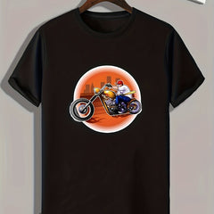 Biker Pattern Men's Print Sports T-shirt for Fitness Activities