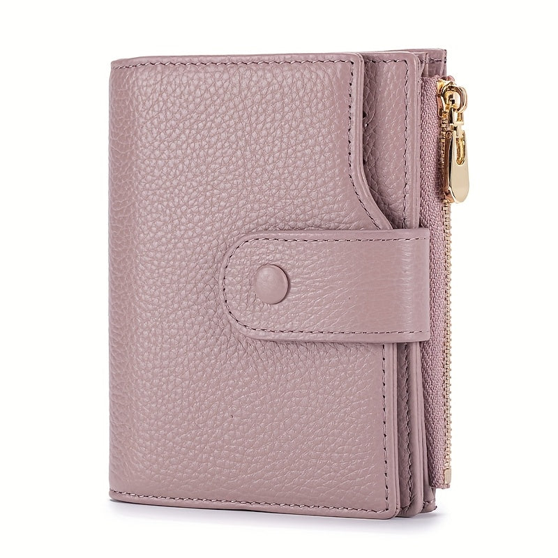 Women's Leather Bi-Fold Wallet with Zippered Coin Pocket