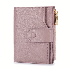 Women's Leather Bi-Fold Wallet with Zippered Coin Pocket