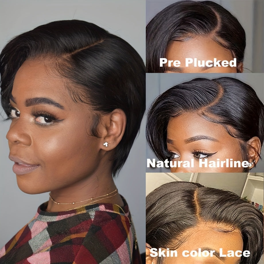 4x4 Lace Closure Short Pixie Bob Wigs Straight Bob Wig Side Part
