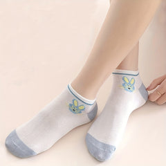 10 Pairs Bunny Print Ankle Socks Women's Stockings