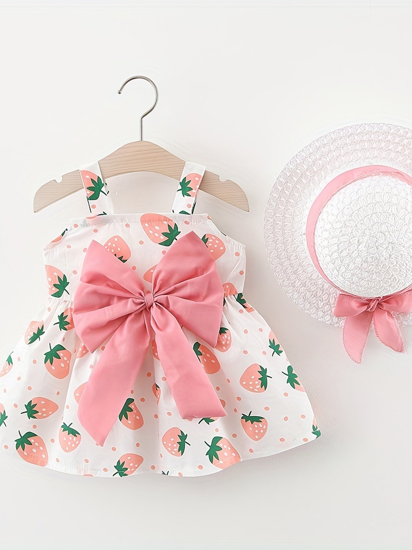 Toddler Girl's Strawberry Graphic Cami Dress & Hat Princess Costume