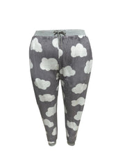 Cloud Pattern Flannel Top & Pants Pajamas Set