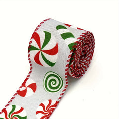 4 57m Christmas Wired Ribbon Candy Cane Burlap Red Green Xmas Crafts