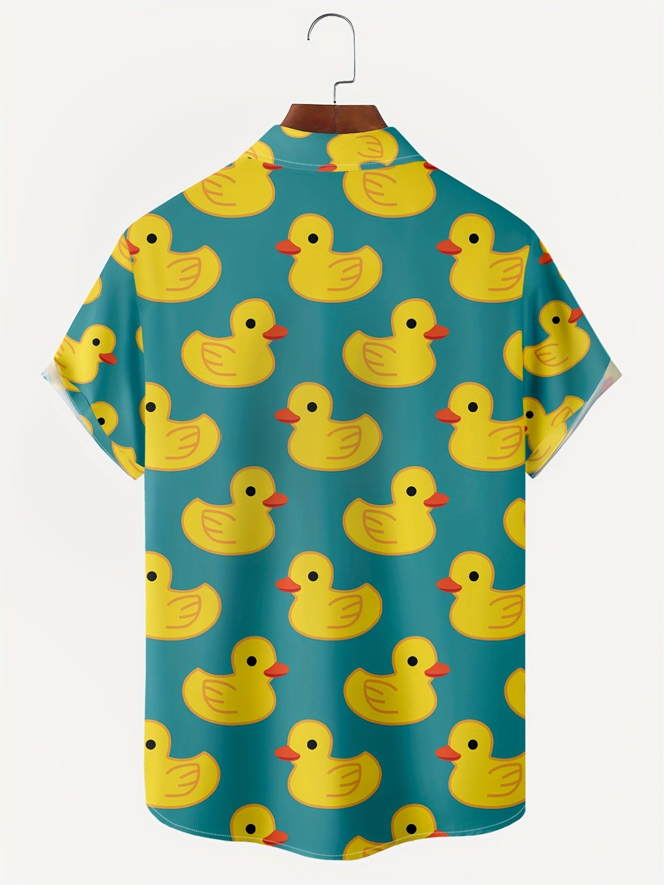 Duck Print Men's Short Sleeve Shirt With Chest Pocket