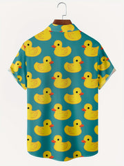 Duck Print Men's Short Sleeve Shirt With Chest Pocket