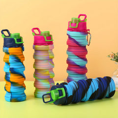 1pc 500ml Silicone Collapsible Water Bottle Leakproof Retractable Cup